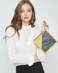 Femme Marni Pochette en Cuir à main mousqueton moutarde - 18x19 cm