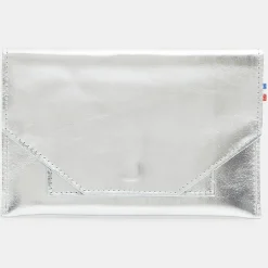 Sale Galeries Lafayette Pochette en Cuir Fred Mif argentée - 11x17x1 cm