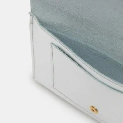 Sale Galeries Lafayette Pochette en Cuir Fred Mif argentée - 11x17x1 cm