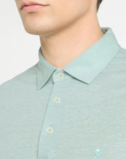 Sale Hackett London Polo 100% Lin Chambray céladon