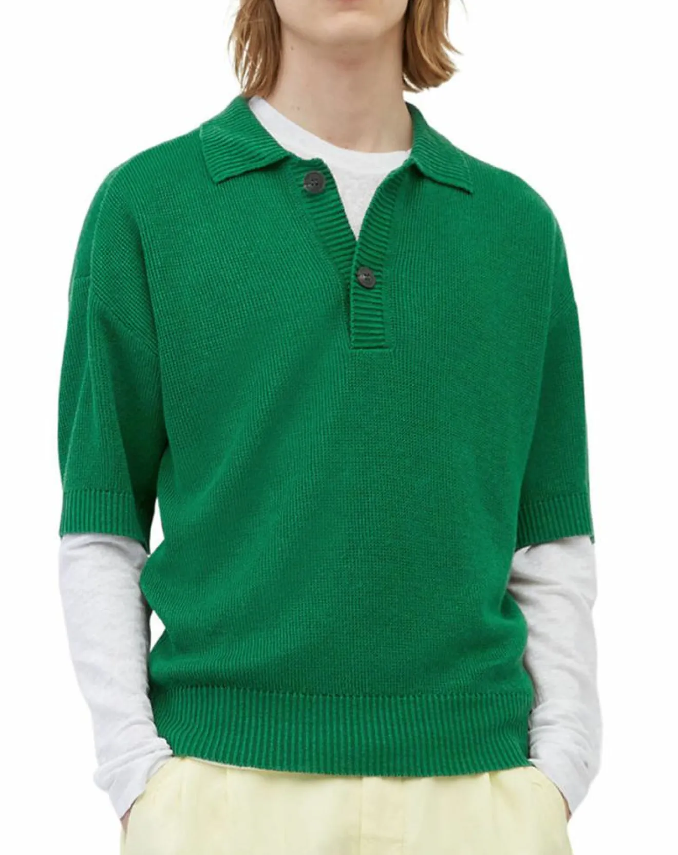 Discount Marc O'Polo Polo 100% Lin manches courtes Maille vert emeraude