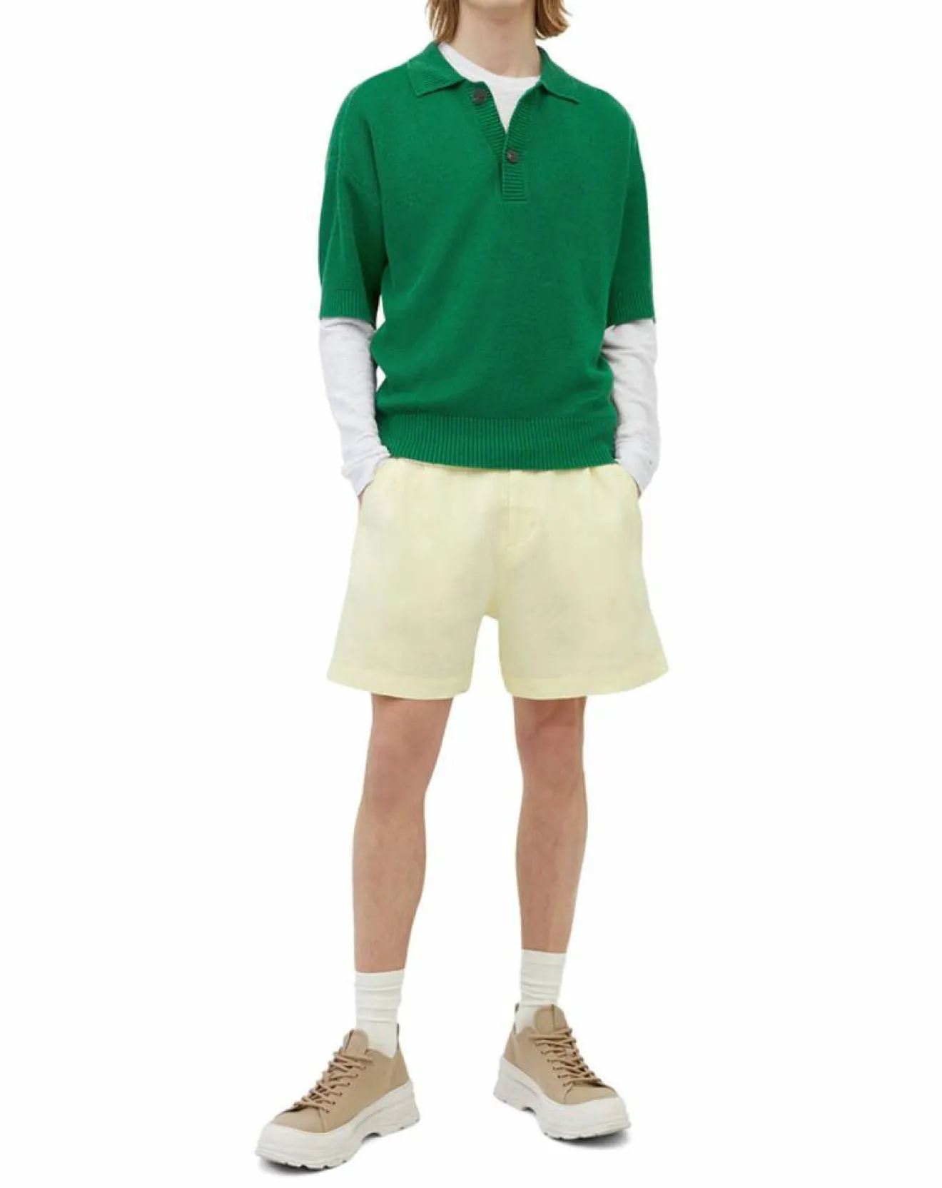 Discount Marc O'Polo Polo 100% Lin manches courtes Maille vert emeraude