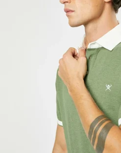 Outlet Hackett London Polo Classic Fit Piqué Brand kaki