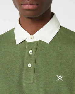Outlet Hackett London Polo Classic Fit Piqué Brand kaki