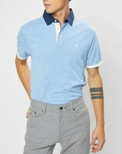 Homme Hackett London Polo Classic Fit Piqué Brand bleu ciel