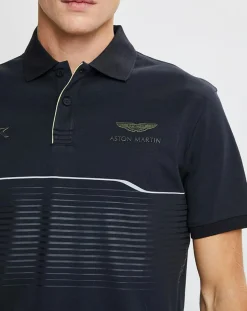 Clearance Hackett London Polo en jersey Regular Fit rayé Aston Martin Racing noir