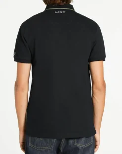 Clearance Hackett London Polo en jersey Regular Fit rayé Aston Martin Racing noir