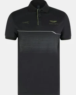 Clearance Hackett London Polo en jersey Regular Fit rayé Aston Martin Racing noir