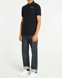 Clearance Hackett London Polo en jersey Regular Fit rayé Aston Martin Racing noir