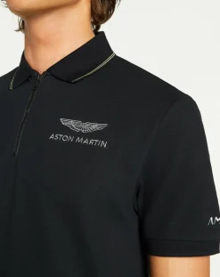 Clearance Hackett London Polo en jersey Regular Fit rayé Aston Martin Racing noir