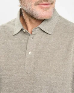 New Hackett London Polo en Lin mélangé Regular Fit Oxford beige moyen chiné