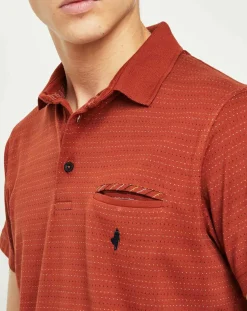 New MCS Polo en maille piquée jacquard rouille