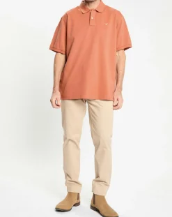 Homme Hackett London Polo manches courtes uni piqué orange moyen