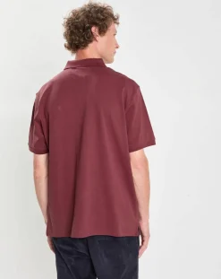 Outlet Hackett London Polo manches courtes uni piqué rouge grenade