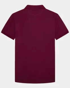 Outlet Hackett London Polo manches courtes uni piqué rouge grenade