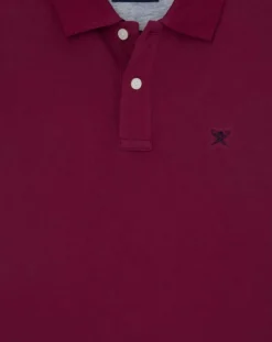Outlet Hackett London Polo manches courtes uni piqué rouge grenade