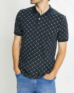 Homme Scotch & Soda Polo Regular Fit 100% Coton Bio imprimé bleu marine