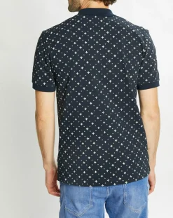 Homme Scotch & Soda Polo Regular Fit 100% Coton Bio imprimé bleu marine