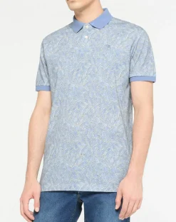 Homme Hackett London Polo Regular Fit à imprimé feuilletage bleu clair