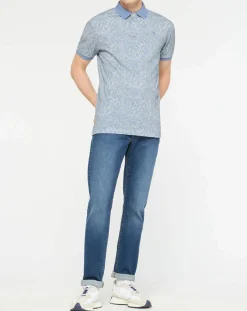 Homme Hackett London Polo Regular Fit à imprimé feuilletage bleu clair