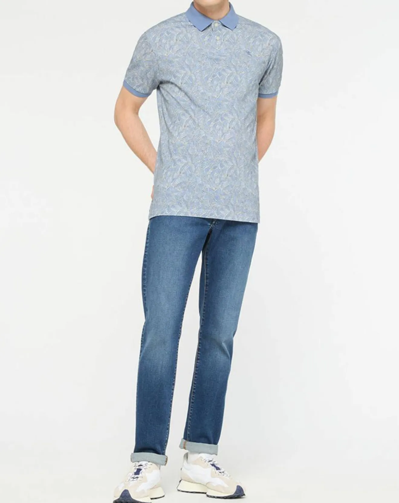 Homme Hackett London Polo Regular Fit à imprimé feuilletage bleu clair