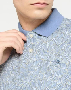 Homme Hackett London Polo Regular Fit à imprimé feuilletage bleu clair