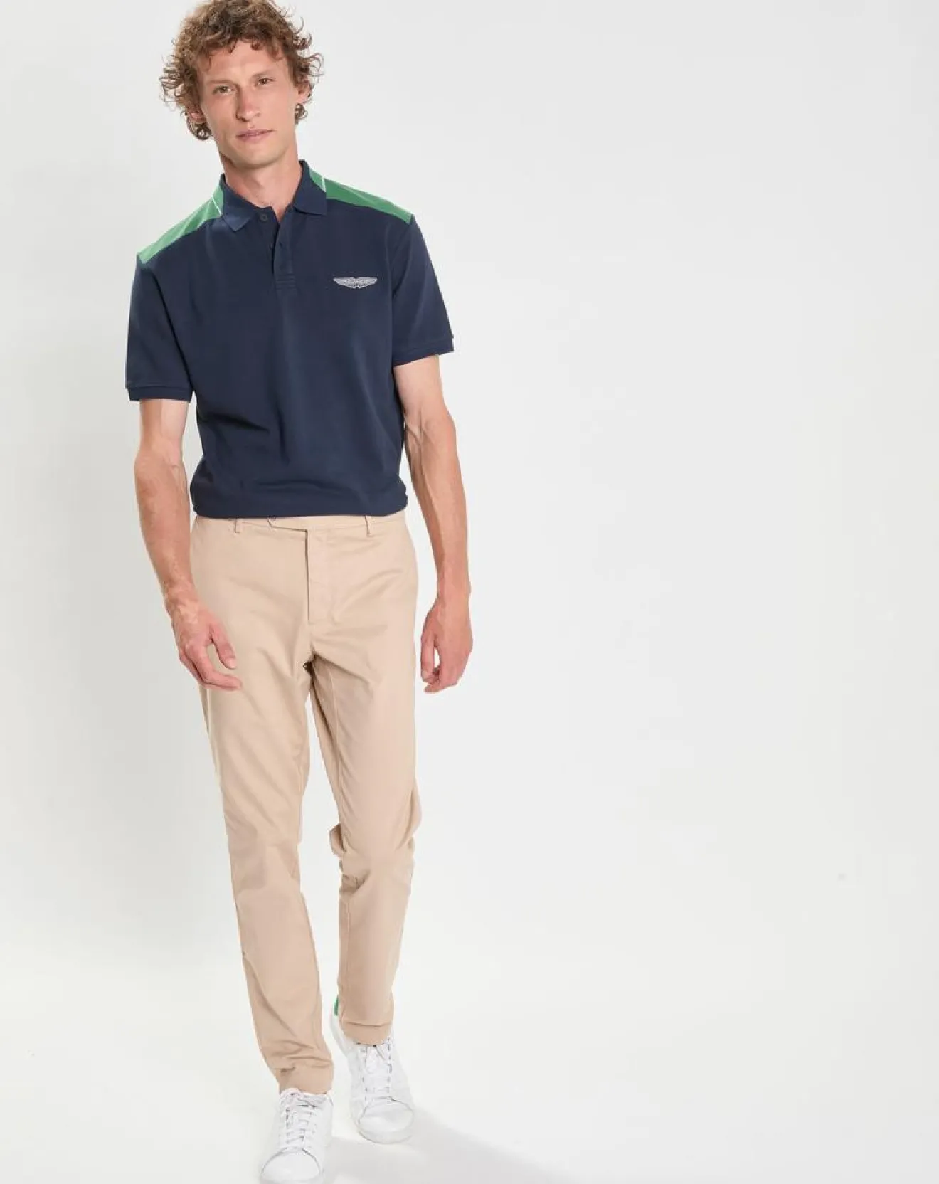 Outlet Hackett London Polo Regular Fit Aston Martin Racing Colorblok bleu foncé/vert