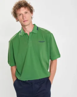 Outlet Hackett London Polo Regular Fit Aston Martin Racing Détail Col vert clair