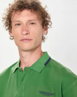 Outlet Hackett London Polo Regular Fit Aston Martin Racing Détail Col vert clair