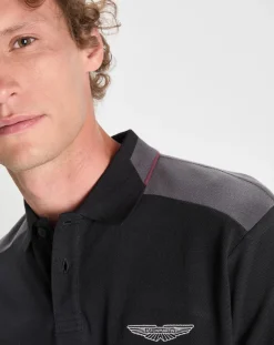Homme Hackett London Polo Regular Fit Aston Martin Racing Colorblok noir/gris