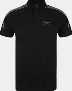 Homme Hackett London Polo Regular Fit Galon Aston Martin Racing noir