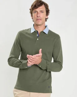 Homme Hackett London Polo Regular Fit manches longues kaki