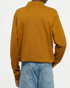 Gant Polo Regular Fit manches longues uni piqué marron moyen