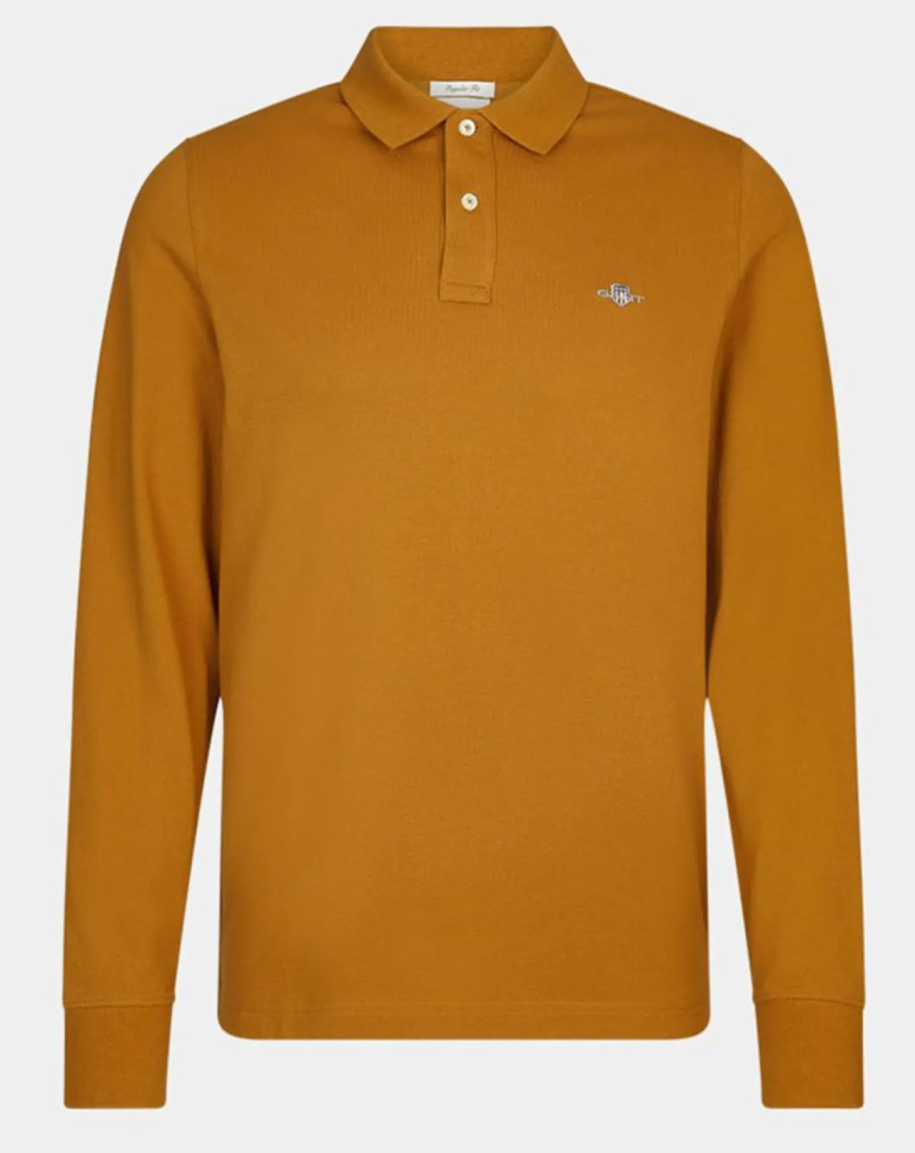 Gant Polo Regular Fit manches longues uni piqué marron moyen