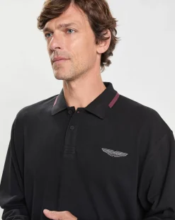 Homme Hackett London Polo Regular Fit manches longues Aston Martin Racing noir