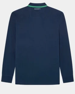 Homme Hackett London Polo Regular Fit manches longues Aston Martin Racing bleu foncé