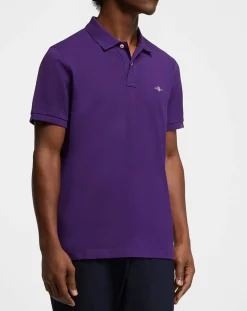 Sale Gant Polo Regular Fit manches courtes uni piqué violet