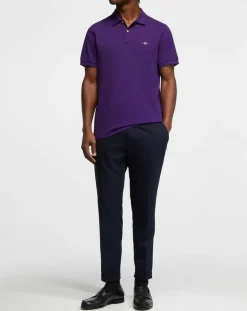 Sale Gant Polo Regular Fit manches courtes uni piqué violet