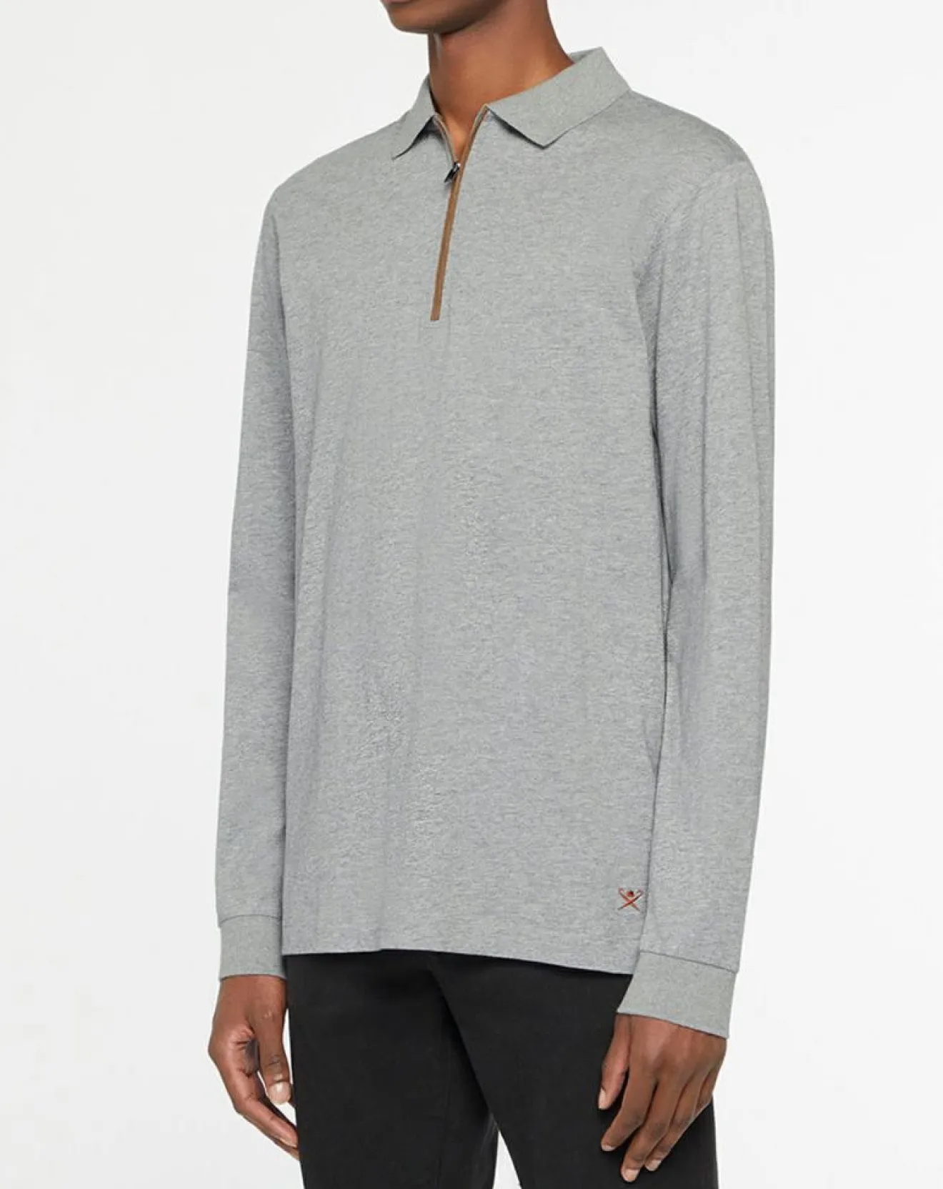 Homme Hackett London Polo Regular Fit zippé gris moyen