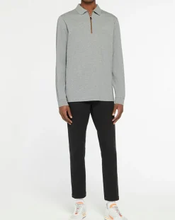 Homme Hackett London Polo Regular Fit zippé gris moyen