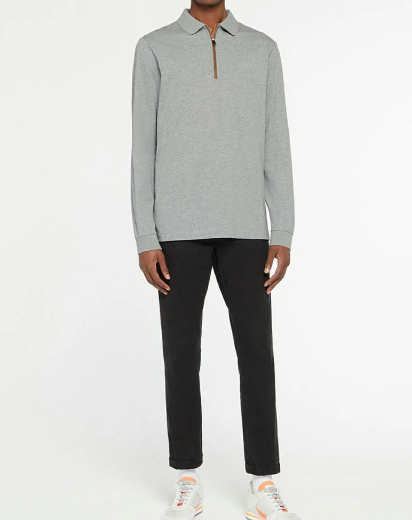 Homme Hackett London Polo Regular Fit zippé gris moyen