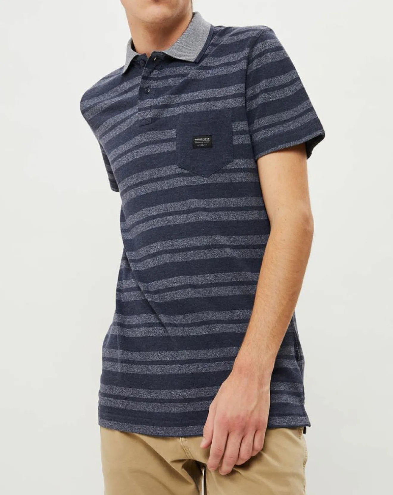Discount Quiksilver Polo Remember When rayures bleu foncé/bleu gris