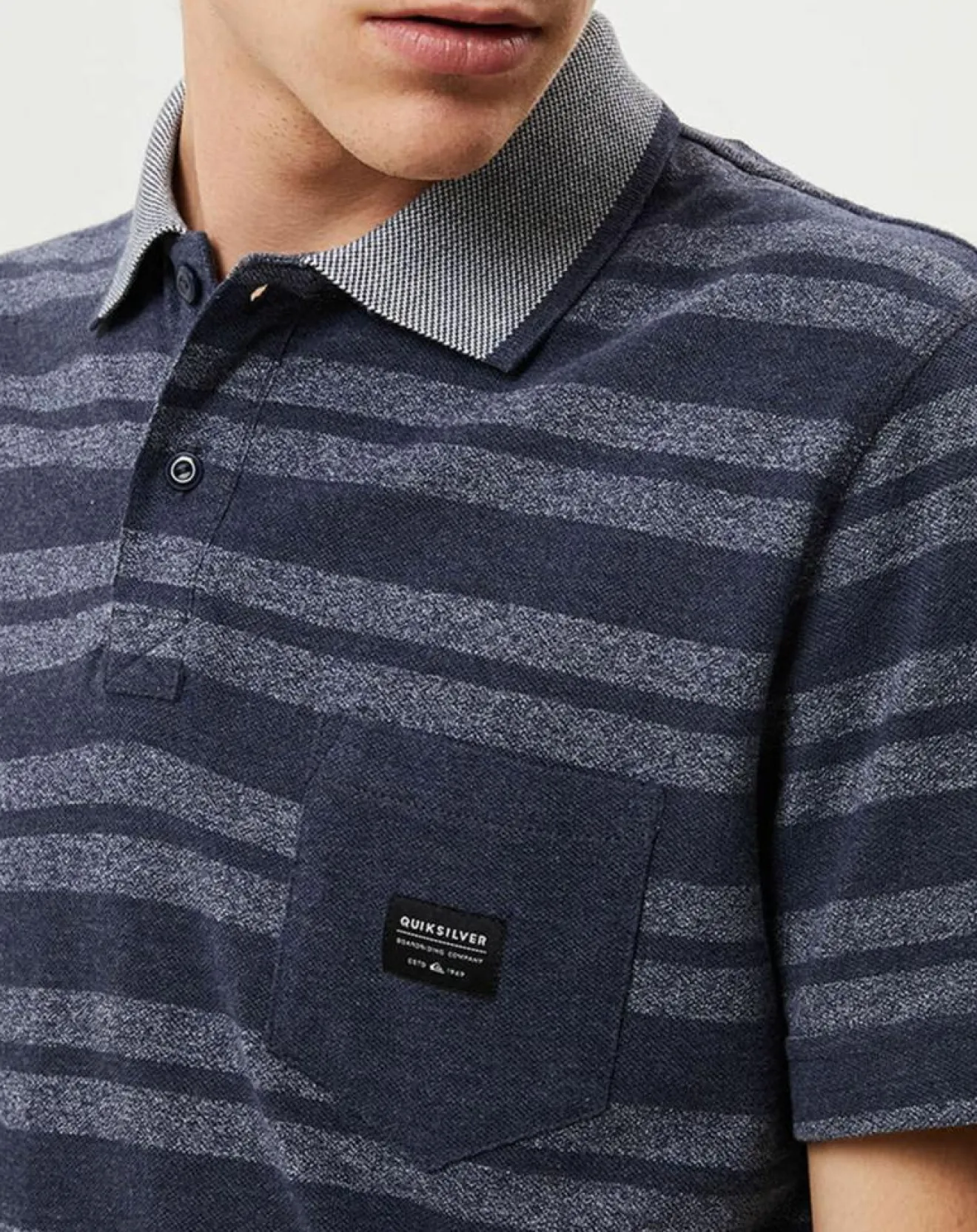 Discount Quiksilver Polo Remember When rayures bleu foncé/bleu gris