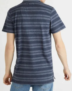 Discount Quiksilver Polo Remember When rayures bleu foncé/bleu gris