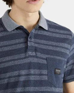 Discount Quiksilver Polo Remember When rayures bleu foncé/bleu gris