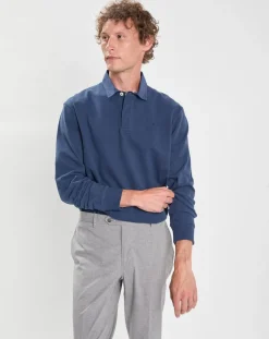 Homme Hackett London Polo Slim Fit en Jersey Rugby bleu