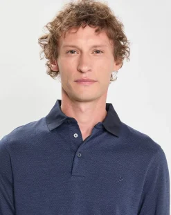 Homme Hackett London Polo Slim Fit Mercerisé à chevrons bleu