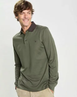 Homme Hackett London Polo Slim Fit Mercerisé imprimé chevron kaki foncé