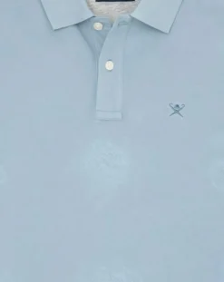 New Hackett London Polo Slim Fit uni Piqué bleu ciel