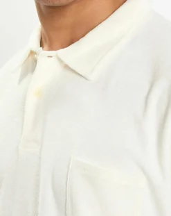 New Hackett London Polo Slim Fit uni éponge écru